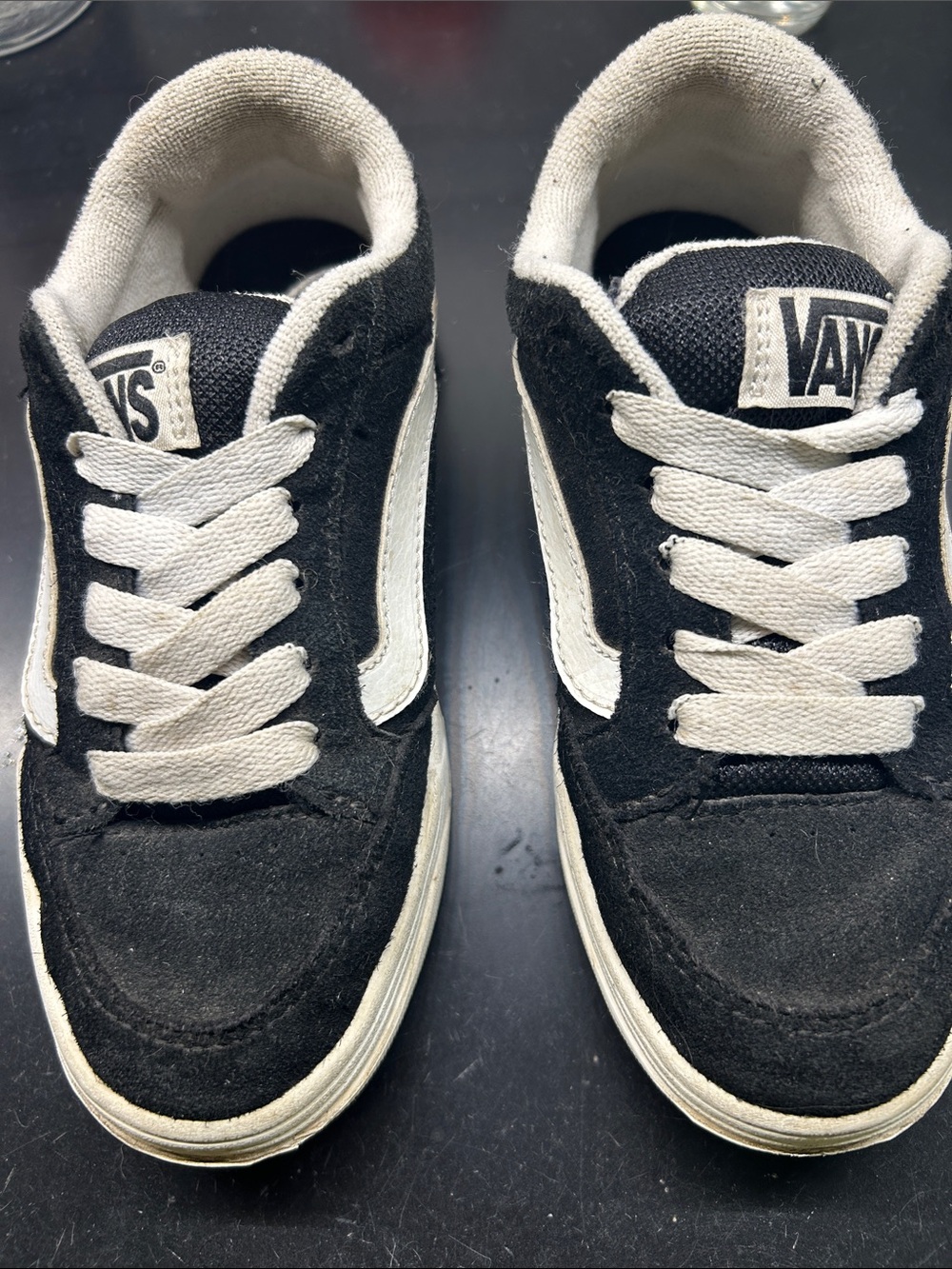 Vans Kids Black and White Low Top Skate Sneakers